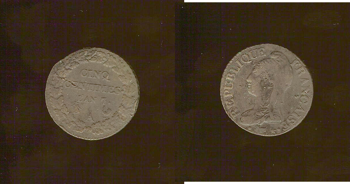 5 centimes Dupres 1799 gVF